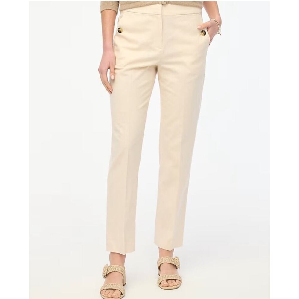 J.Crew Linen-cotton blend elastic-back sailor pant 2‎